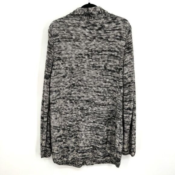 INDIGENOUS Black White Knit Organic Cotton Alpaca Button Cardigan Sweater Medium - Picture 2 of 7